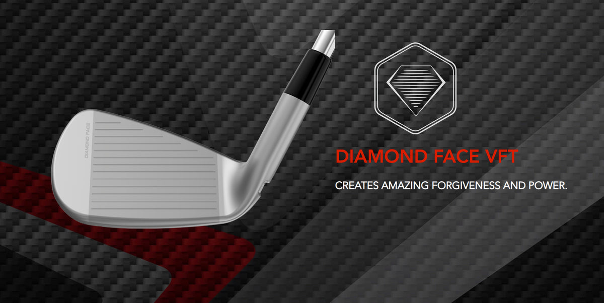 The Tour Edge Exotics C722 Irons feature Diamon Face Technology with Variable Face thickness. THis ensures maximum forgiveness from all spots on the face.