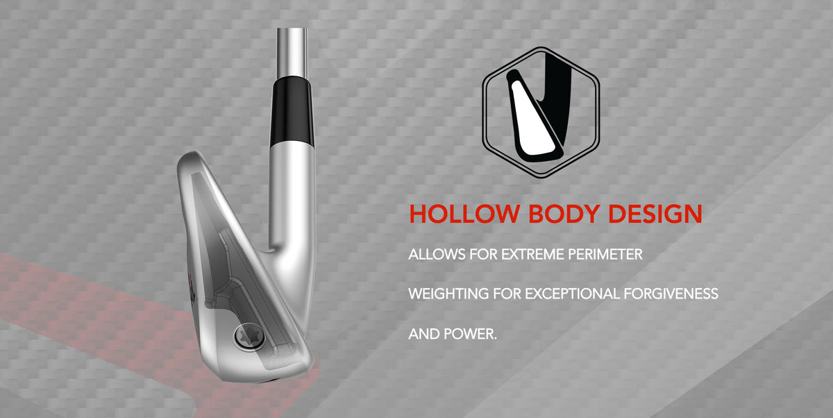 The Tour Edge Exotics C722 Irons have a hollow body design. This allows for extreme perimeter weighting for exceptional forgiveness and power 