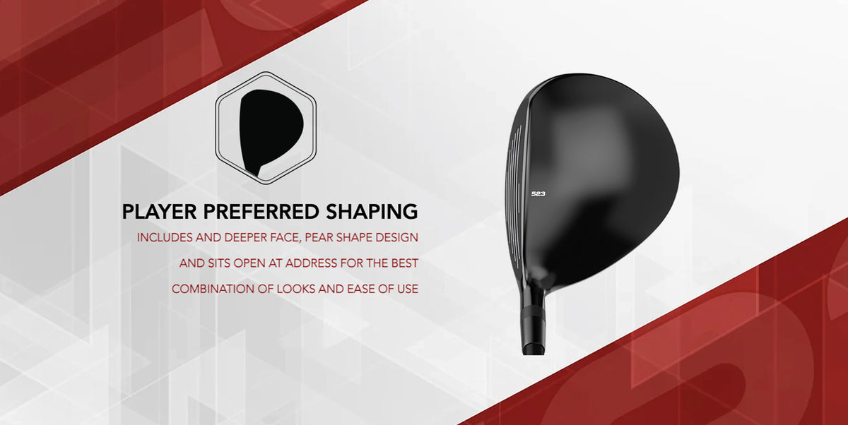 The C523 hybrid has a player preferred shape with a deep face and pear shape that sits a bit open at address for the best combination of looks and use.