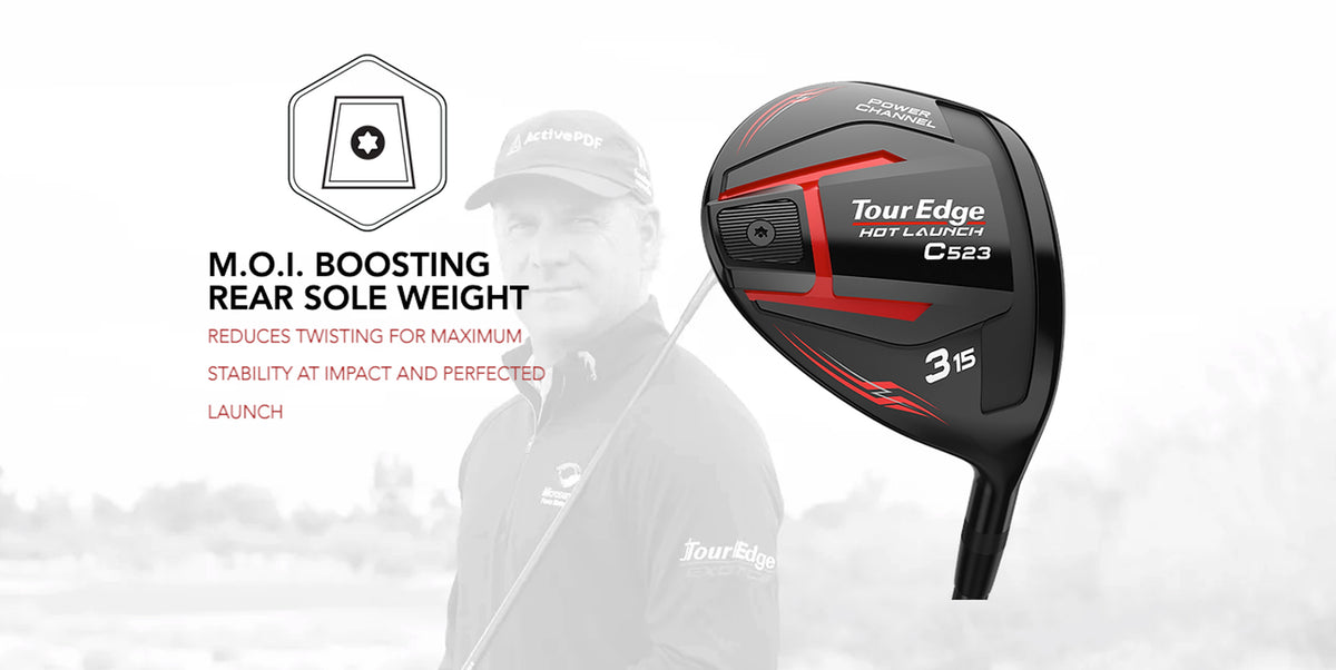 The C523 fairway features a large rear sole weight which reduces twisting at impact and increases stability 