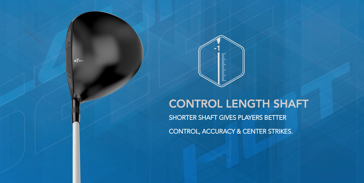 The Tour Edge Hot Launch E522 driver features a "control-length" shaft. By cutting off 1" of length, players gain control, accuracy, and more center strikes.