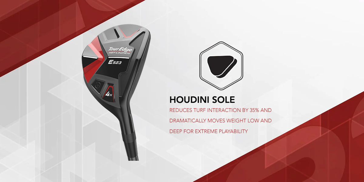 The E523 hybrid features a houdini sole that reduces turf interaction by over 35% and move weight down and back to increase playability.