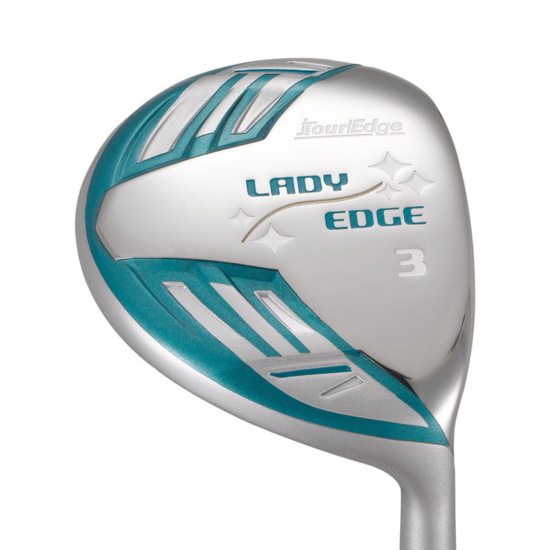 sole view of tour edge lady edge fairway wood turquoise silver