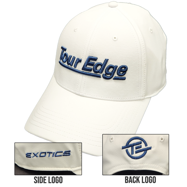Tour Edge Logo Performance Cap - White/Blue Logo