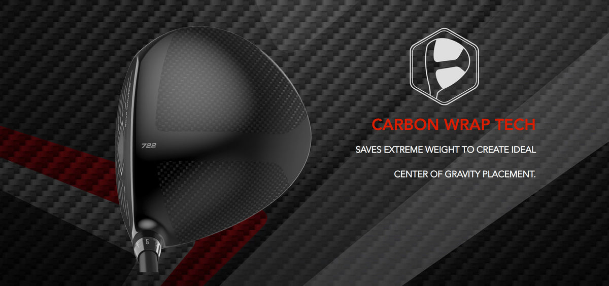 The Tour Edge Exotics C722 driver with carbon wrap technology. This saves extreme amounts of weight and creates ideal Center of gravity placement