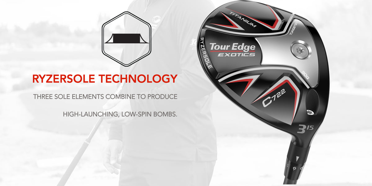 The Tour Edge C722 Fairway Wood featuring the all-new technology, Rysersole. Three sole elements combine to create high-launching, low-spinning bombs.