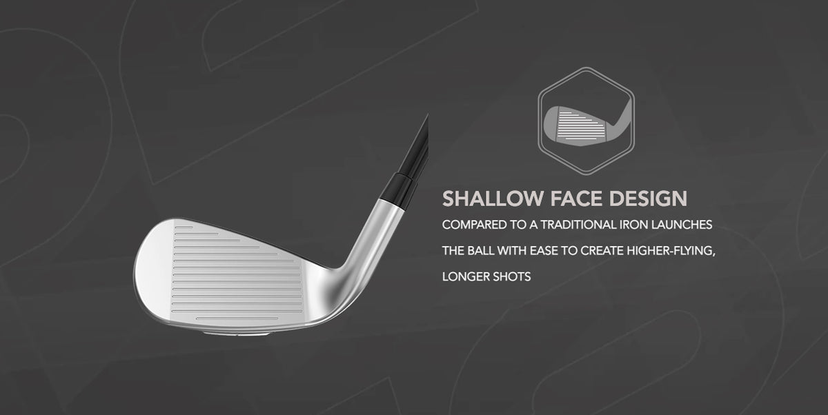 The E523 iron wood has a shallow face design to help increase ease of launch and longer shots.