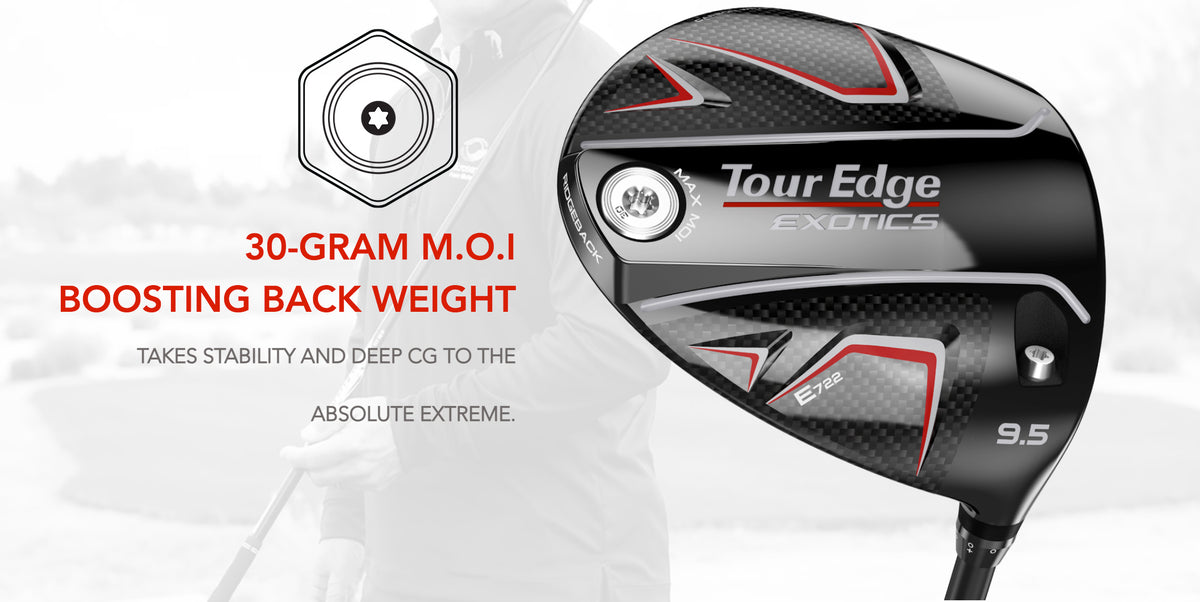 The Tour Edge E722 Driver has an interchangeable rear weight. This weight takes the Center of Gravity and stability of the club to the maximum.