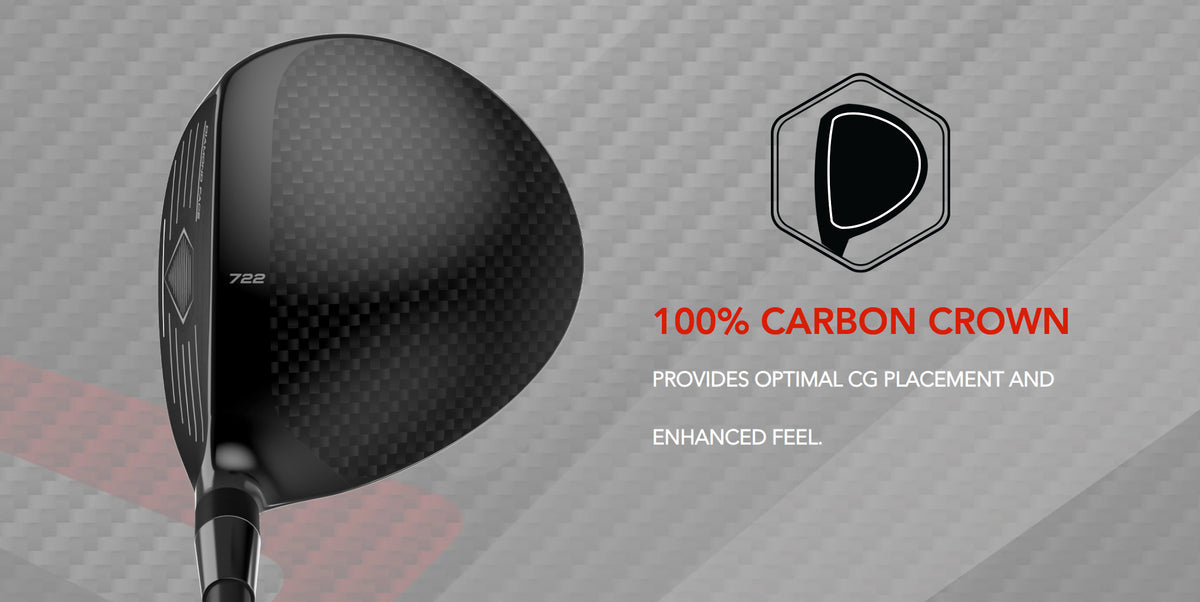 The Tour Edge Exotics E722 fairway wood  features a 100% Carbon Crown. The help create optimal CG placement and enhanced feel.
