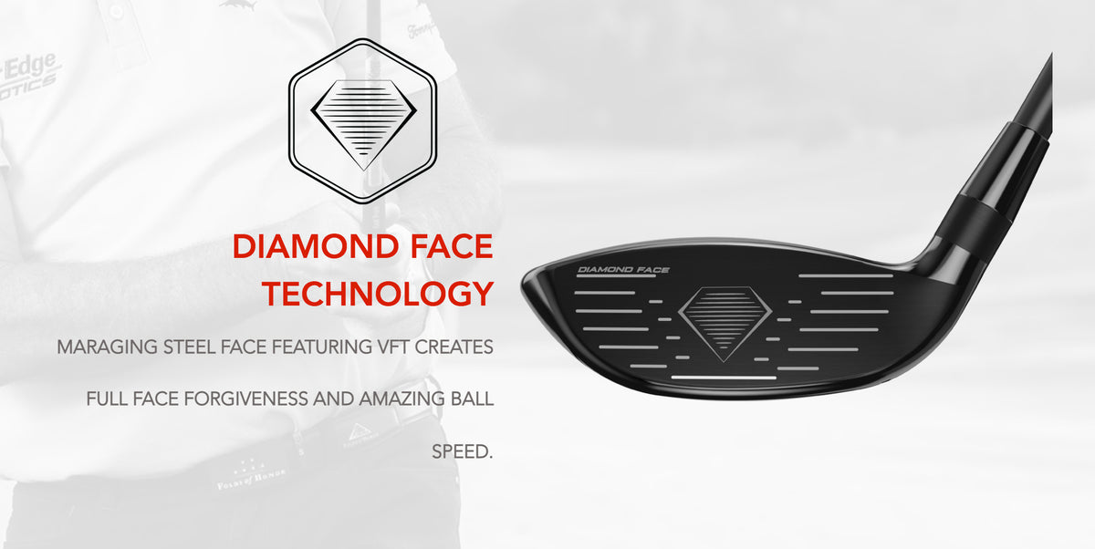 The Tour Edge Exotics E722 Fairway wood features diamond face VFT. This maraging steel face creates full face forgiveness and amazing ball speed.