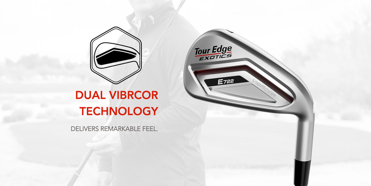 The Tour Edge Exotics E722 irons feature dual vibrcor technology to create remarkable feel.