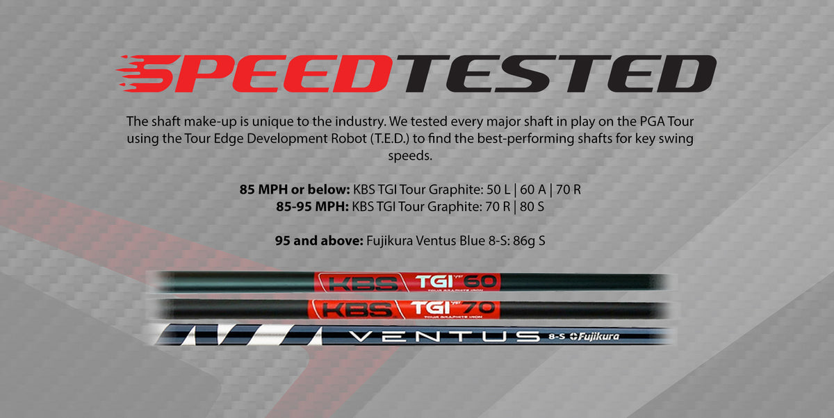 The Tour Edge Exotics hybrid line features speed tested shafts picked specifically to work for players of any ability and swing speed.