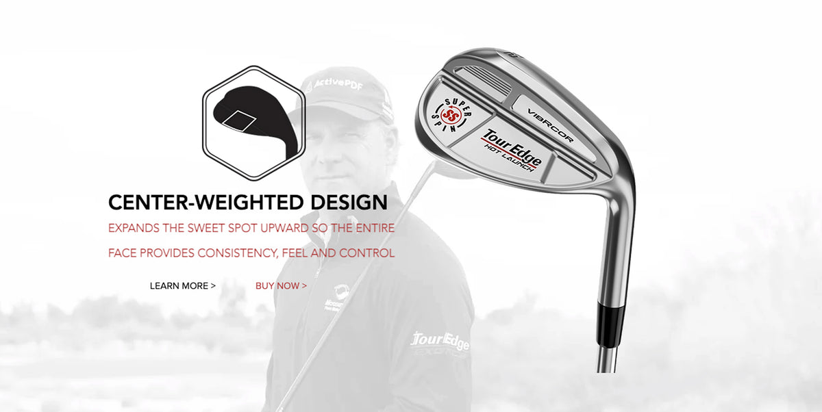 The Vibrcor super spin wedge has a center-weighted design to expand the sweet spot upward so that the entire face provides consistency, feel and control